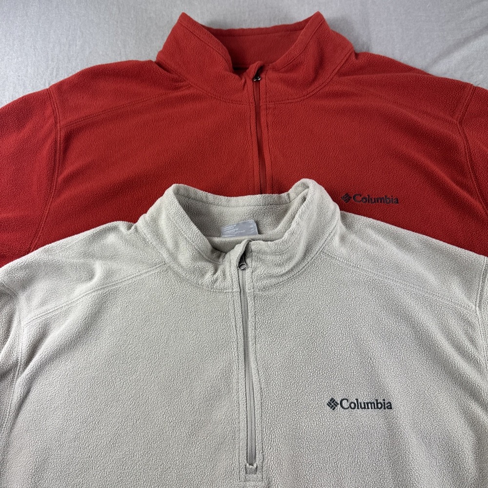 Columbia 1/4 Zip Fleece Pullover Mens XL Sweatshirt Sweater Preppy Golf Lot of 2